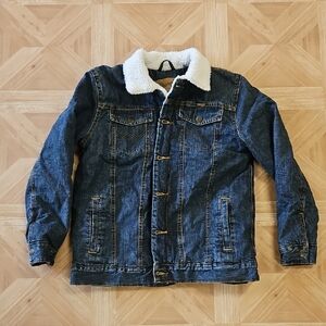 Wrangler Dark Blue Denim Jacket with White Sherpa